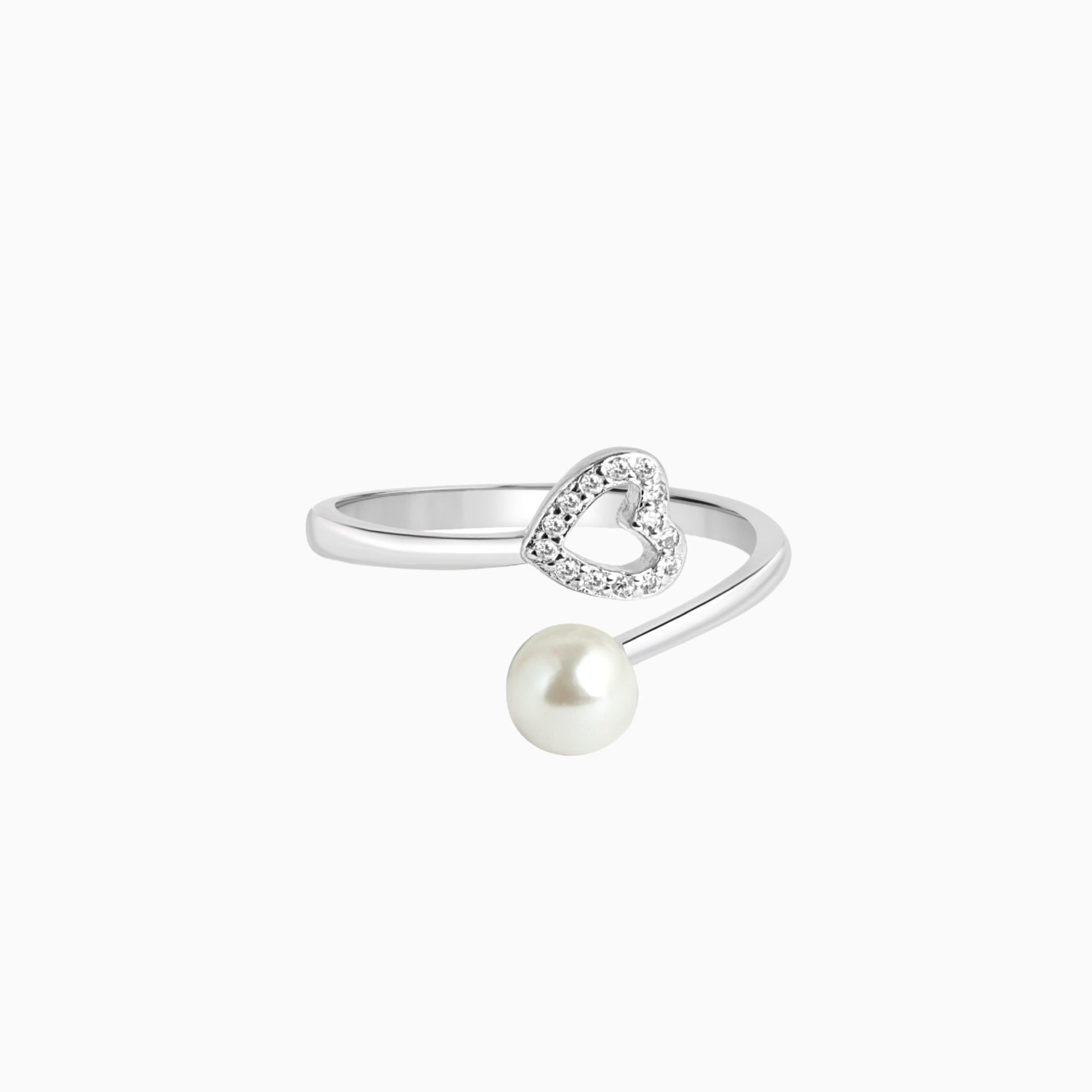 Luna Heart & Pearl Open Ring