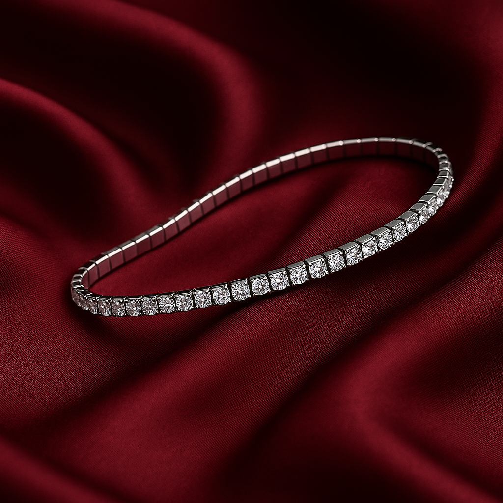 Sterling silver tennis bracelet with round-cut stones for gifting