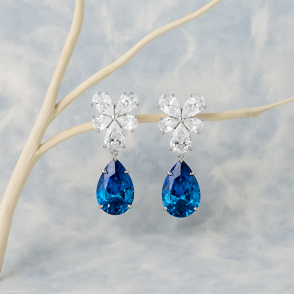 Azure Bloom Drop Earrings