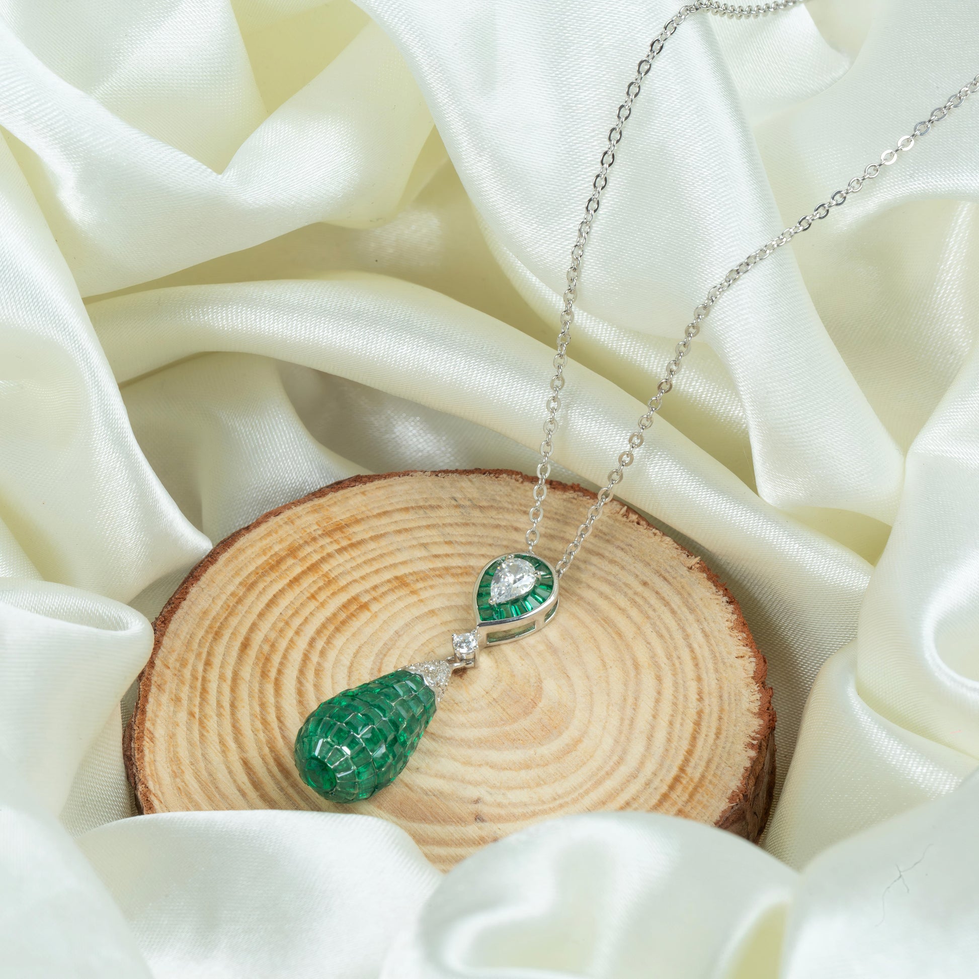 Emerald Cascade Teardrop Necklace