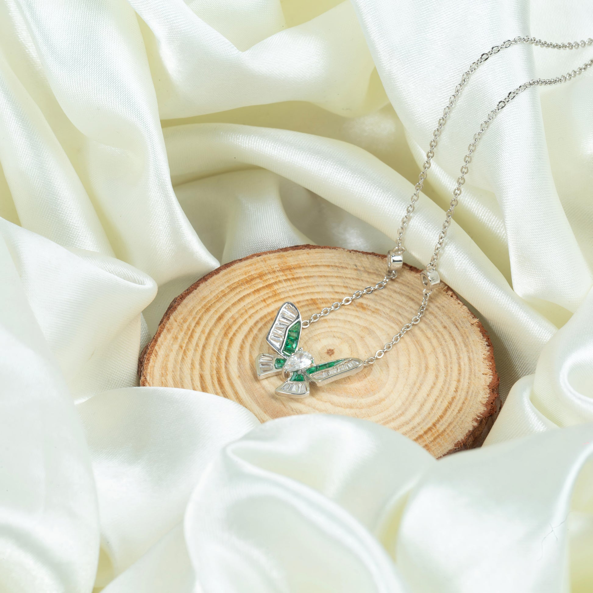 Emerald Whisper Butterfly Necklace