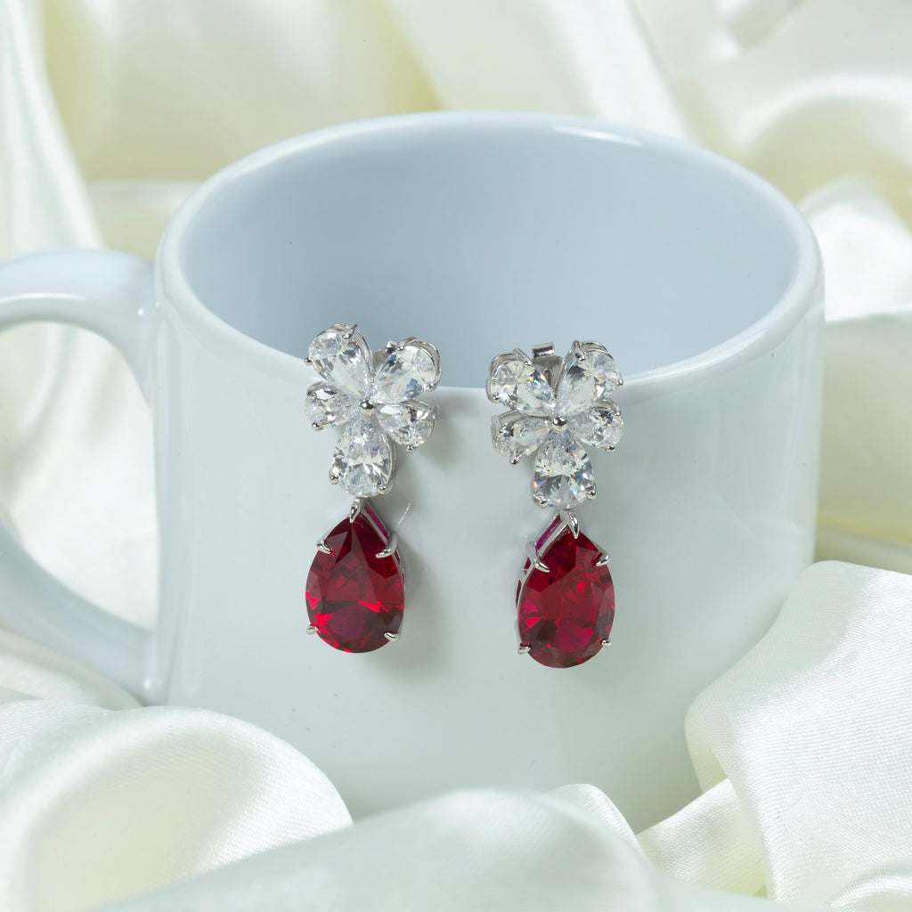 Scarlet Bloom Drop Earrings