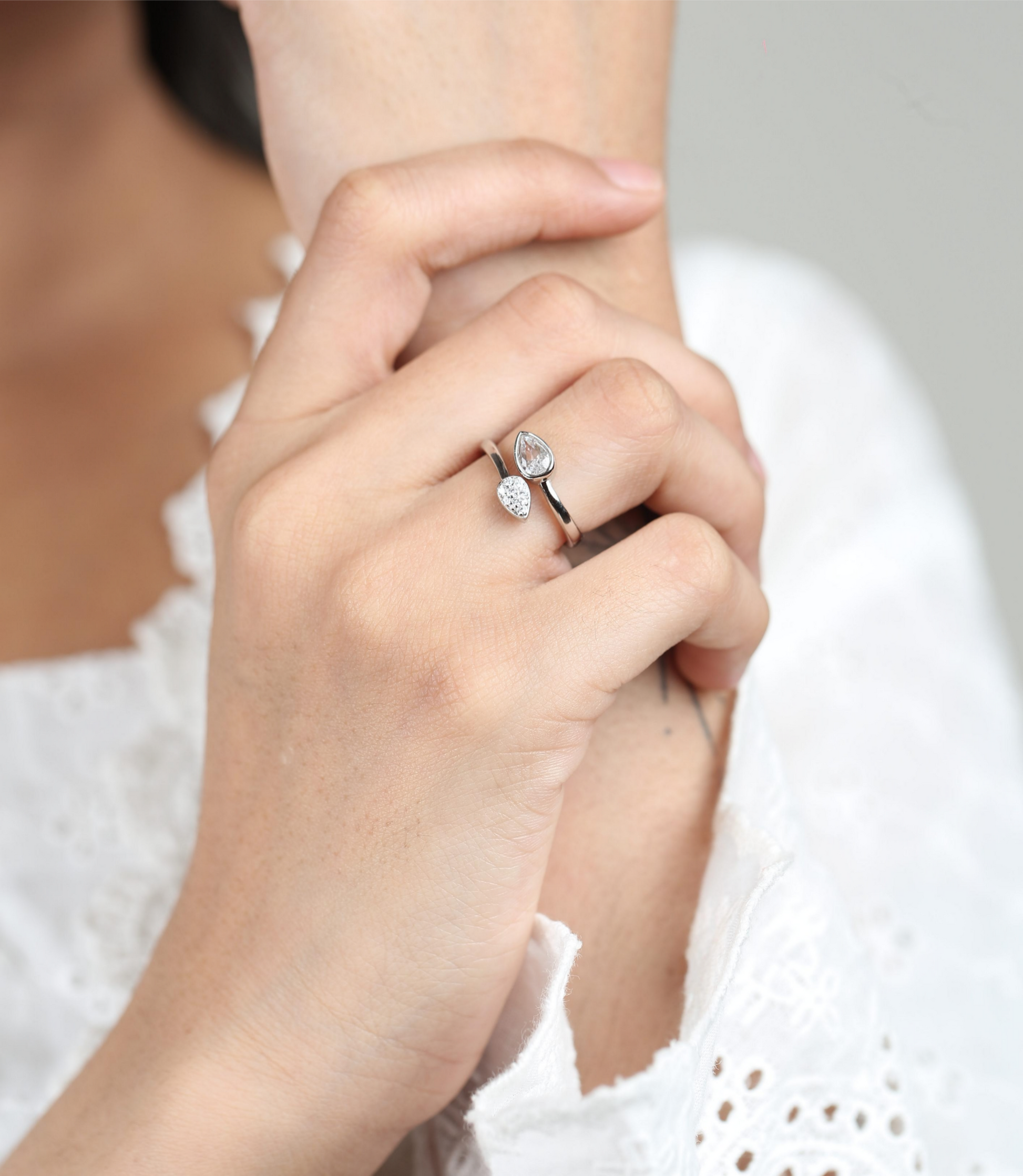 Luna Teardrop Open Ring