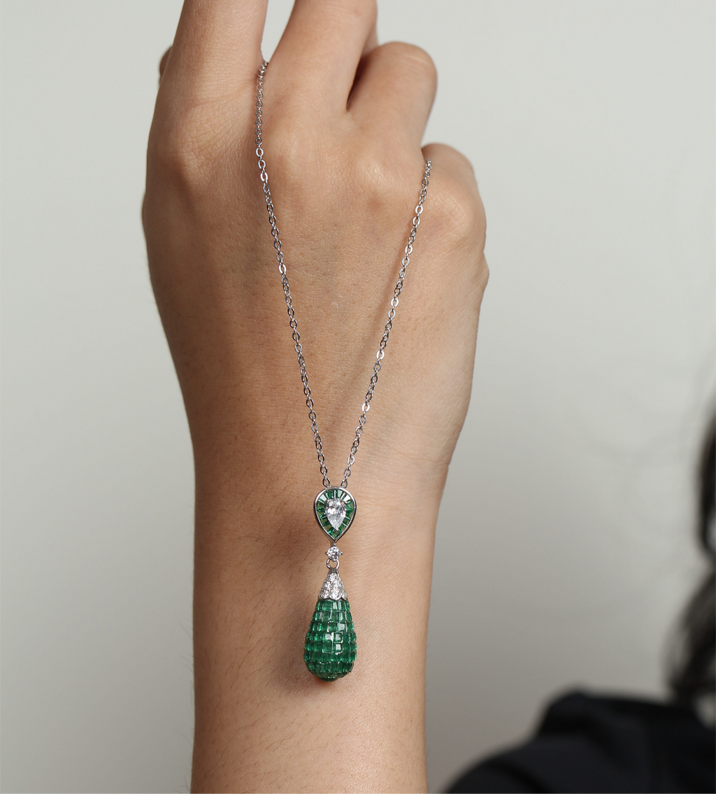 Emerald Cascade Teardrop Necklace