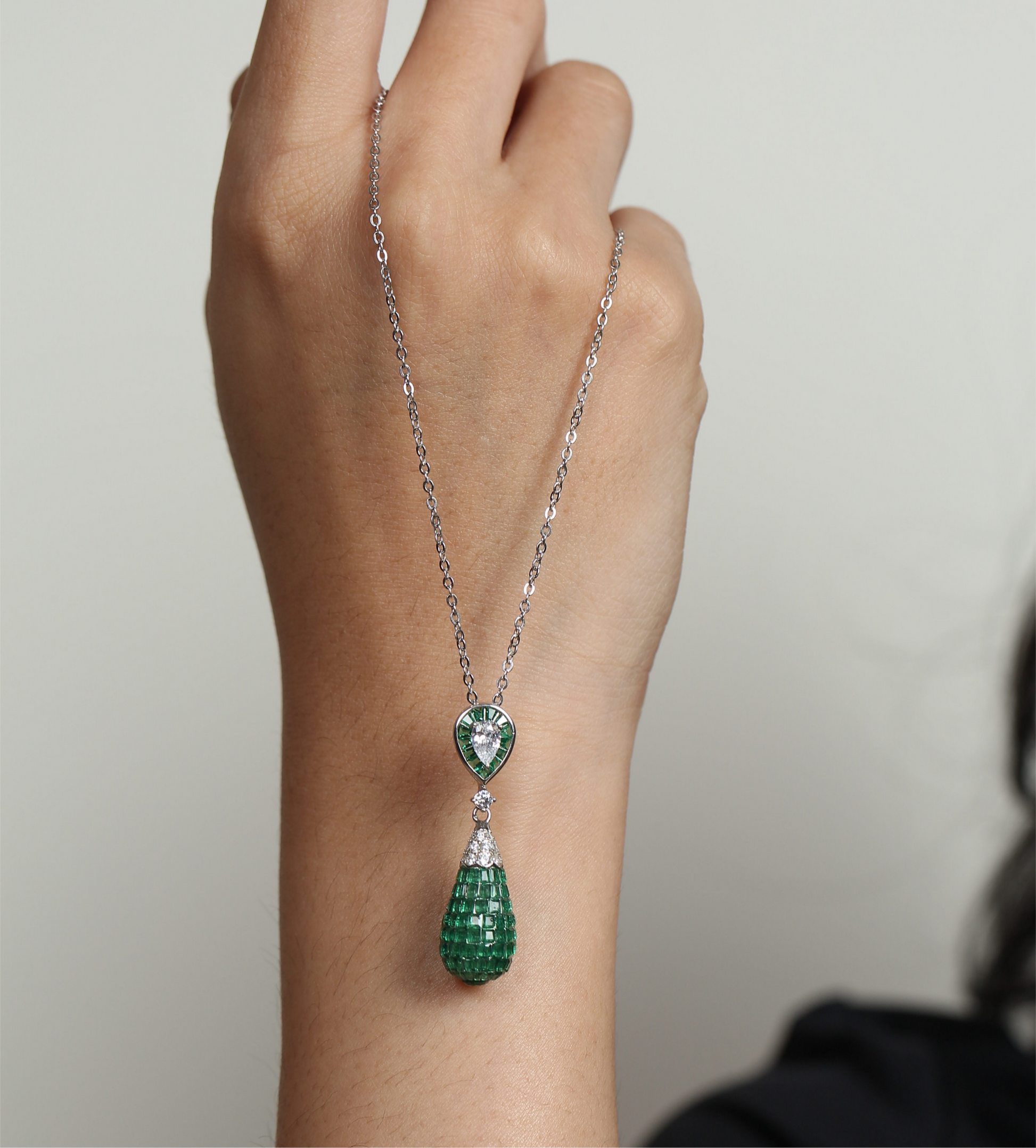 Emerald Cascade Teardrop Necklace