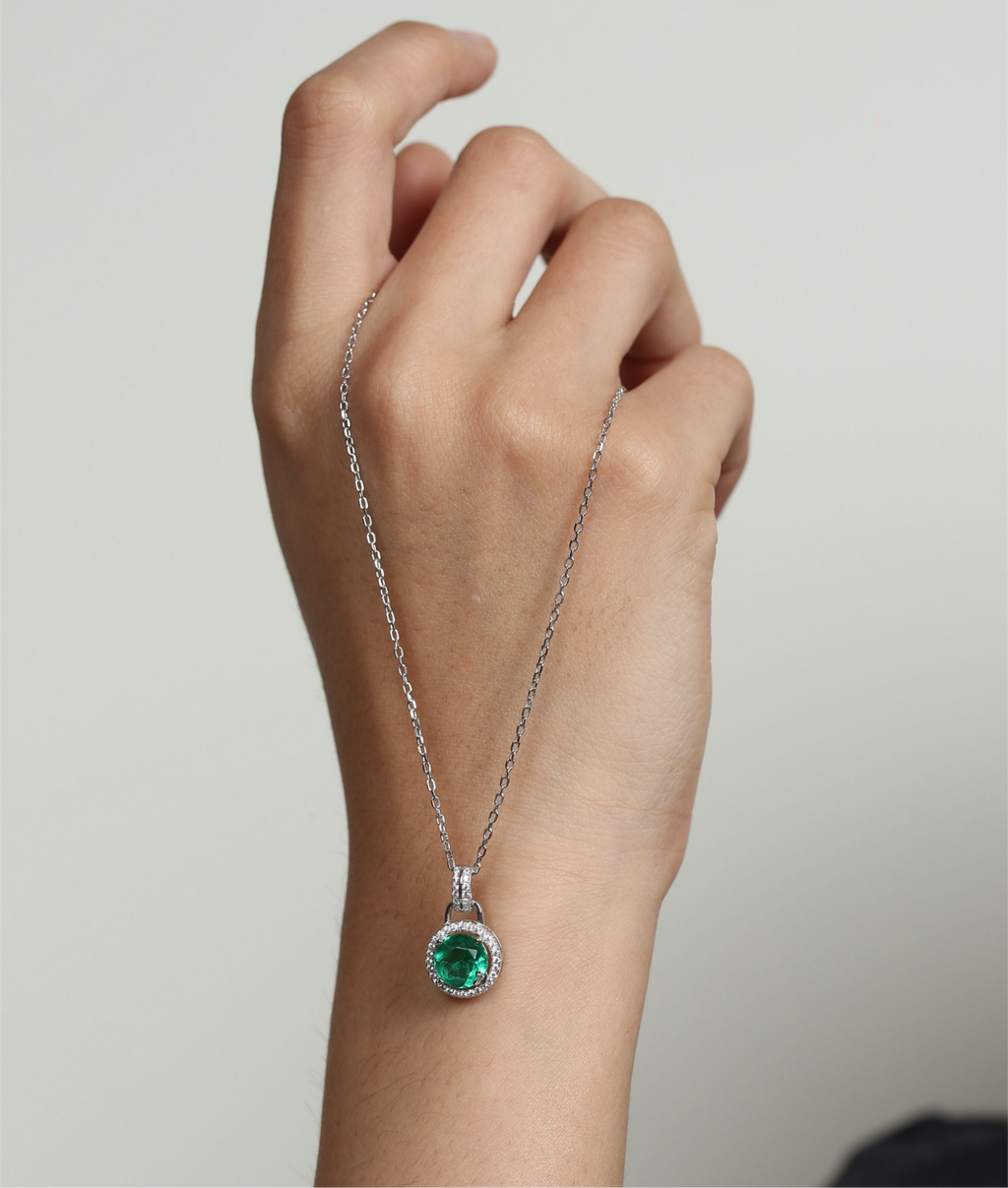 Emerald Glow Solitaire Necklace