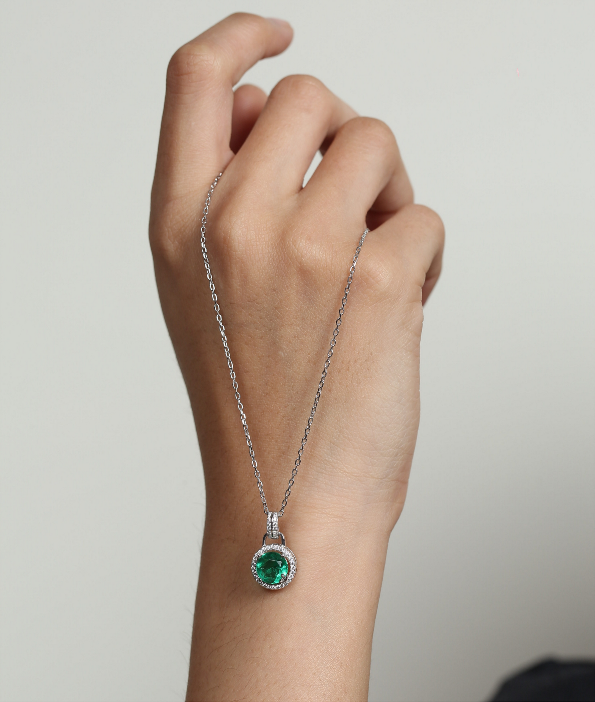 Emerald Glow Solitaire Necklace