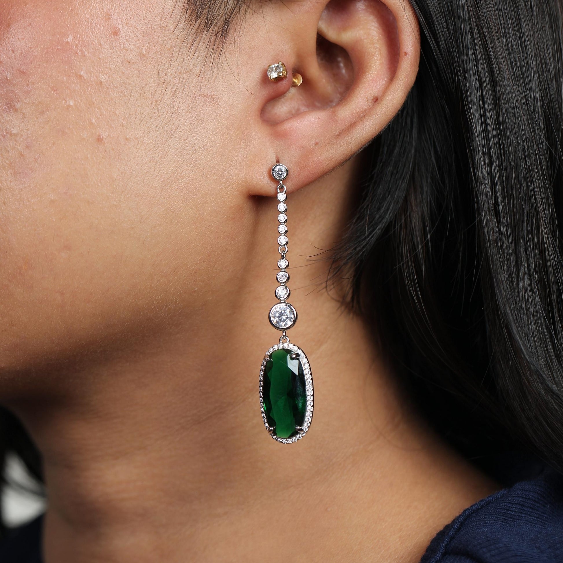 Emerald Cascade Drop Earrings