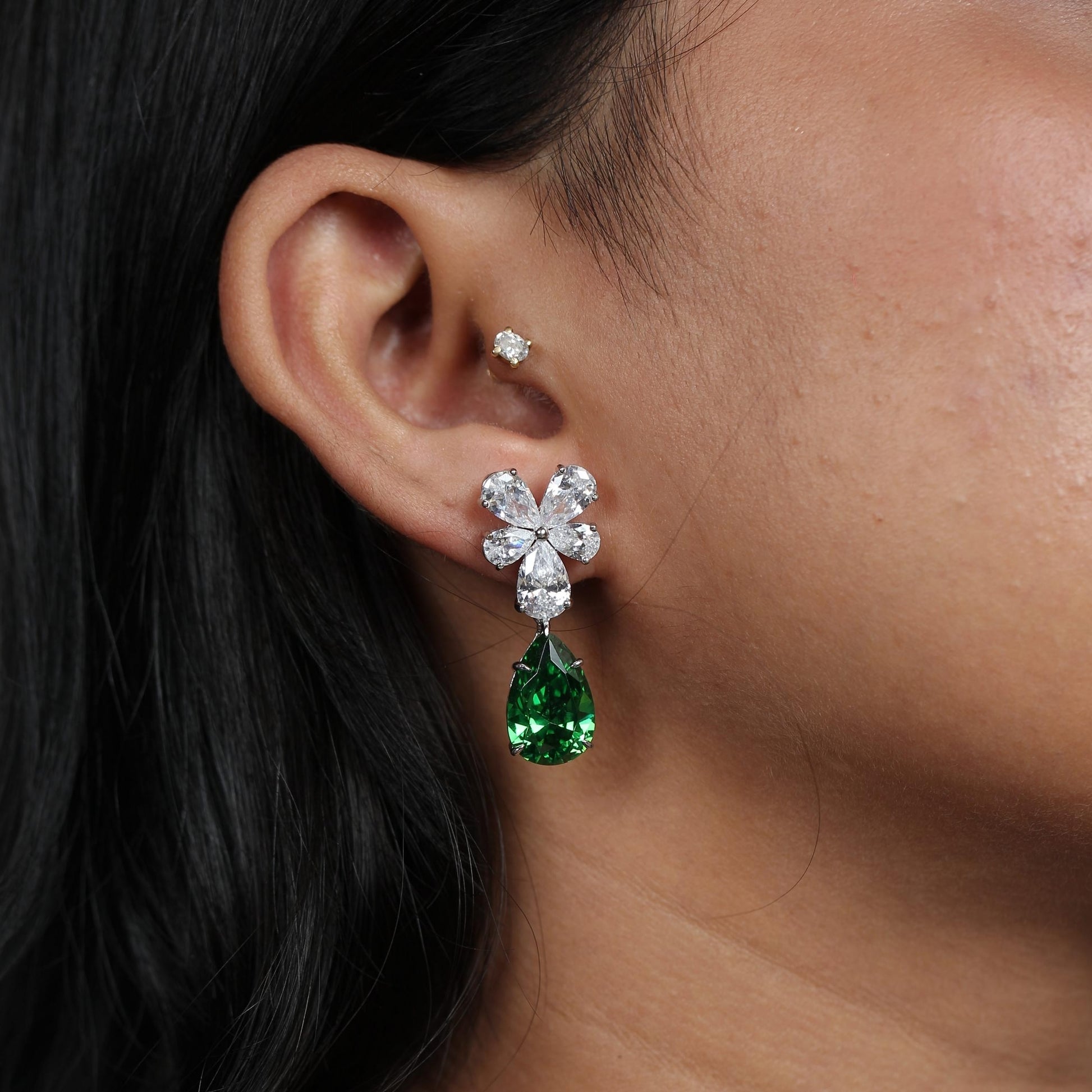 Emerald Bloom Drop Earrings