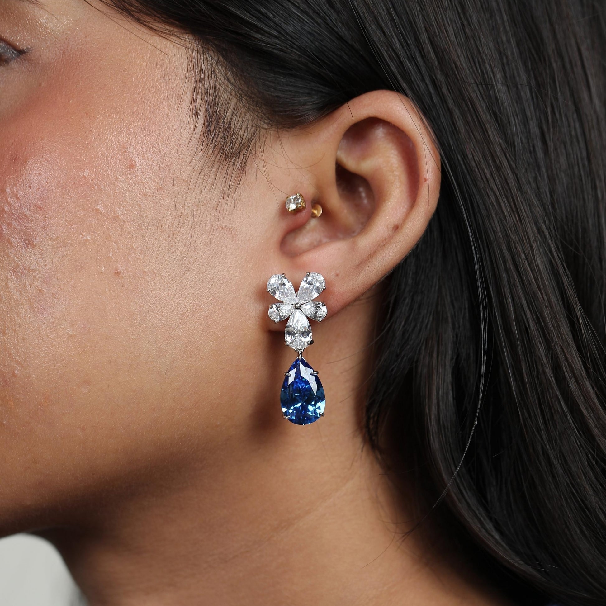 Azure Bloom Drop Earrings