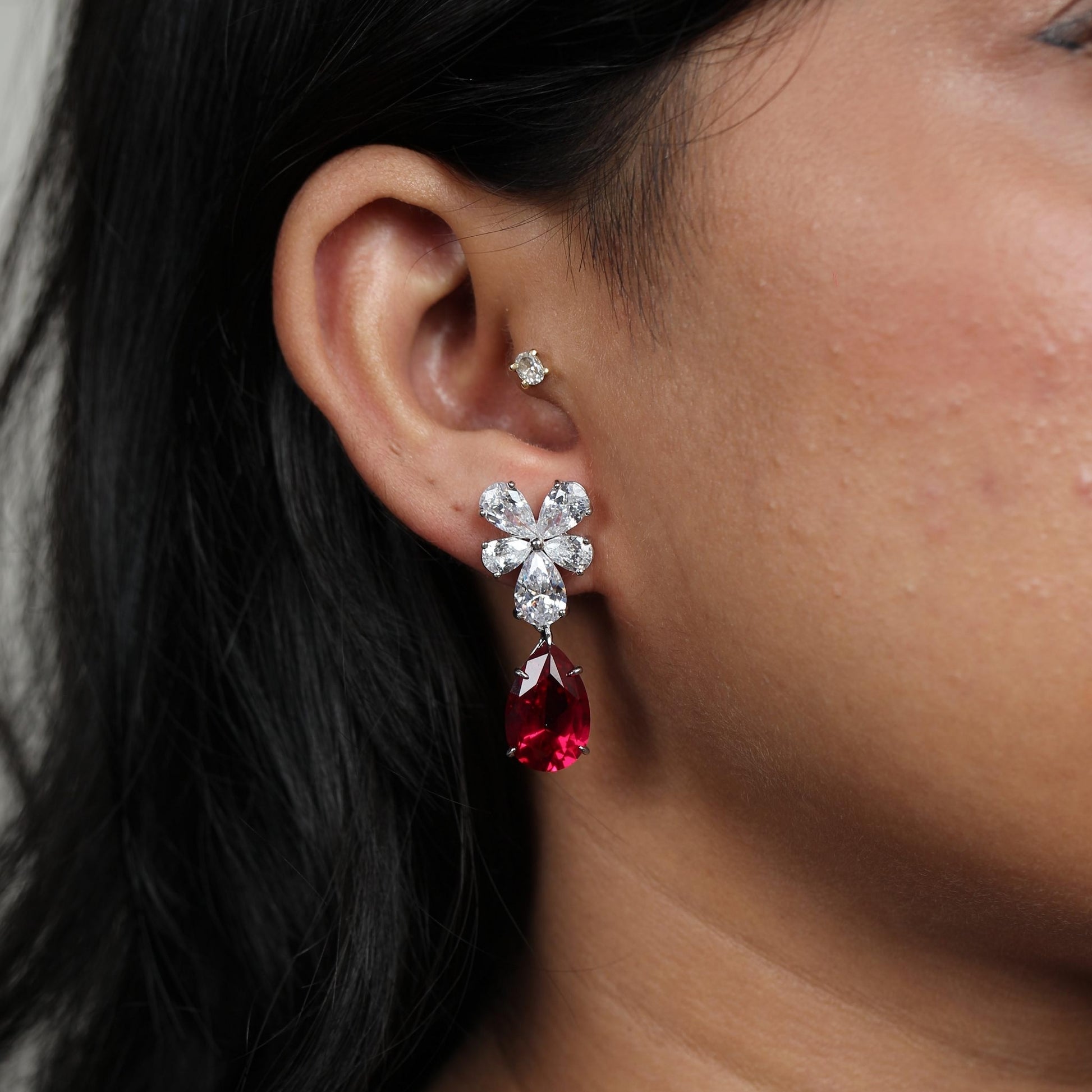 Scarlet Bloom Drop Earrings