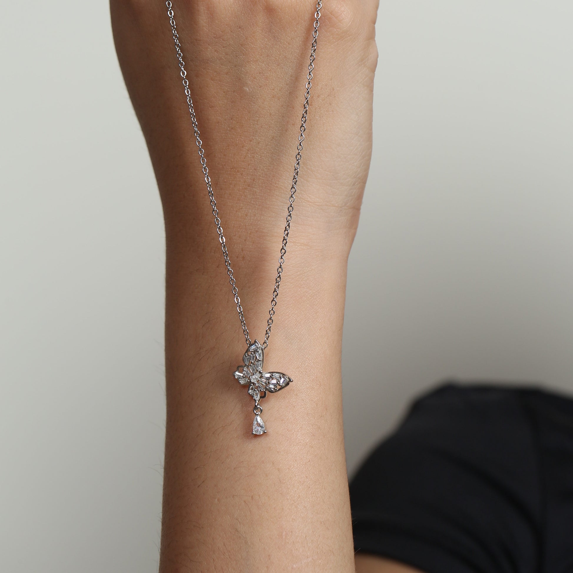 Aurelia Butterfly Drop Necklace