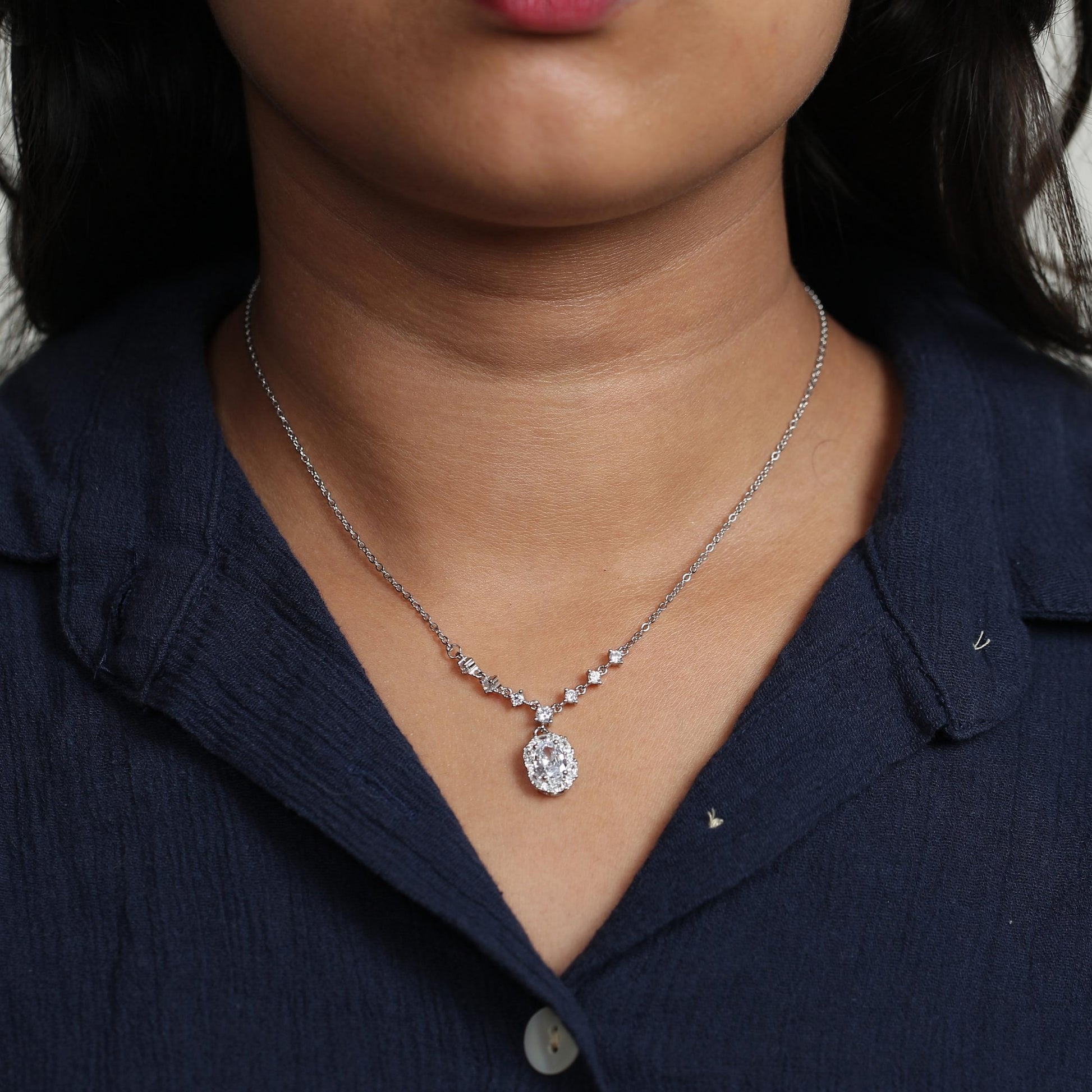 Lyra Solitaire Drop Necklace
