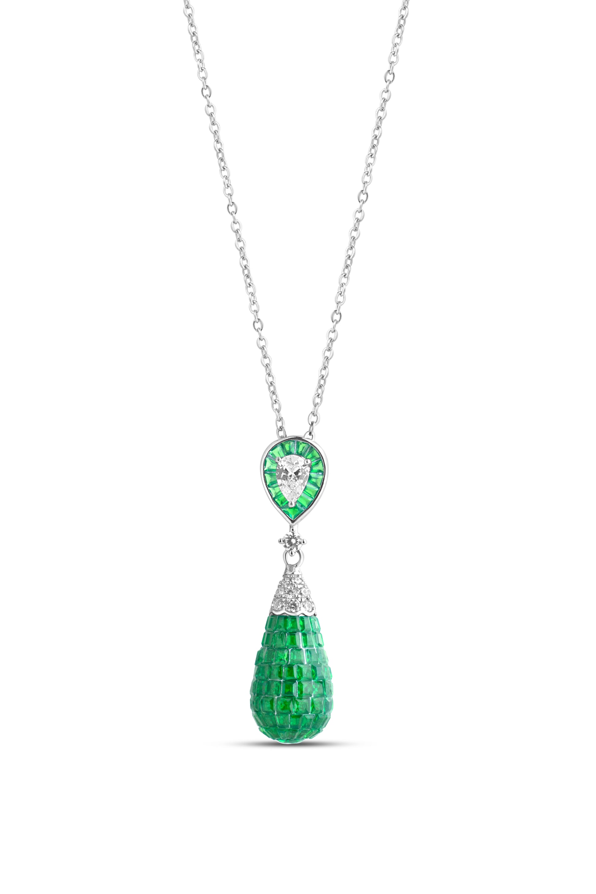 Emerald Cascade Teardrop Necklace